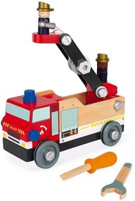 BricoKids - Drevené auto a stavebnica - Hasiči - 45 ks