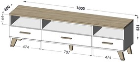 Cama TV stolík Lotus - dub, 180 cm