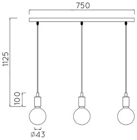 Lucide 08408/03/30 - Napájací kábel FIX MULTIPLE 3xE27/60W/230V