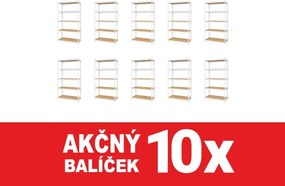 Akcia 10x Regál 183x90x40 cm lakovaný 5-policový, nosnosť 1000 kg, RIVET - biely