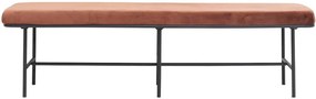 Moderná čalúnená lavica CELESTE 160 cm hnedo-škoricový polyester, kovová podnož