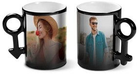 Sablio Magické hrnky pro páry - On a ona: 270 ml - čierne