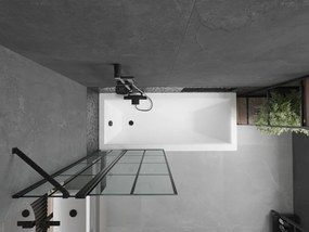 Mexen Flip, 1-krídlová vaňová zástena 80 x 150 cm, 6 mm číre sklo-čierny vzor, čierny profil, 894-080-101-70-77