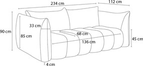 Sivá pohovka z textílie buklé 234 cm Azra – Bobochic Paris