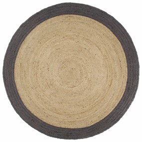 Ručne vyrobený jutový koberec s tmavosivými okrajmi 240 cm