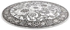 Okrúhly koberec MATEO 8037/644 Kvety, s rámom, sivý