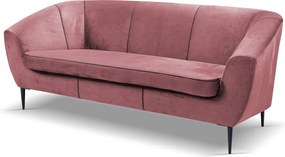 Trojmiestna pohovka Olivio, tmavo ružová zamatová látka