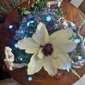 DECOLED LED svetelná reťaz snehová vločka na batérie, ľadovo biela, 20 LED diód, 2,3 m