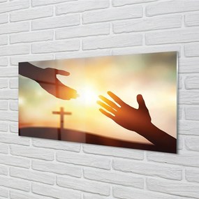 Sklenený obraz cross hands 140x70 cm