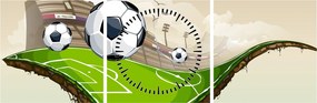 Obraz - Futbalové ihrisko (s hodinami) (90x30 cm)