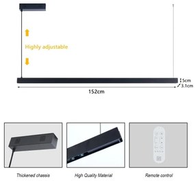 Immax NEO 07307L-LED stmievateľný luster na lane MADEIRA 33W/230V Wi-Fi Tuya 152 cm čierny
