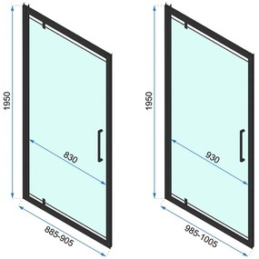 Rea Rapid Swing, sprchovací kút 100(dvere) x 80(stena) x 195 cm, 6mm číre sklo, zlatý lesklý profil, KPL-K5621