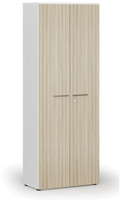 Kancelárska skriňa s dverami PRIMO WHITE, 2128 x 800 x 420 mm, biela/dub prírodná