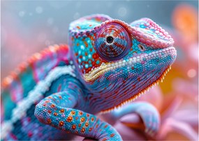 Sklenený obraz - Sfarbený chameleón (70x50 cm)