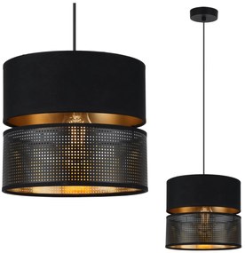 Závesné svietidlo Asti, 1x PVC/čierne textilné tienidlo, (fi 20cm), g, b
