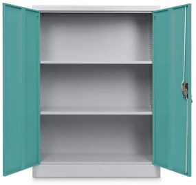 Stredná univerzálna kovová skriňa 90 x 40 x 120 cm, cylindrický zámok, zelená - ral 6033