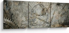 Obraz - Tok času (s hodinami) (90x30 cm)