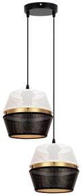 Luster na lanku PARIS 2xE27/60W/230V biela/čierna/zlatá