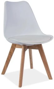AKCIA Biela stolička s dubovými nohami KRIS II. akosť