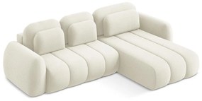 Béžová rozkladacia/s úložným priestorom rohová pohovka z textílie buklé (pravý roh/s leňoškou) Pele – Makamii