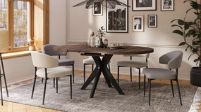 RENZO Hnedý dub/čierna noha - OKRÚHLY STÔL Ø110 ROZKLADACÍ DO 180 cm | DO KUCHYNE JEDÁLNE OBÝVAČKY RETRO