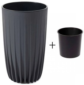 Kvetináč STRIPPED ECO III 25 cm antracitový