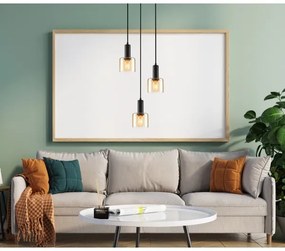 ITALUX PND-65342-3A-BK+AMB - Luster na lanku SANTIA 3xE27/40W/230V
