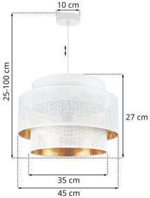 Závesné svietidlo Asti, 1x biele PVC tienidlo, (fi 45cm), g, w