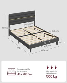 Manželská posteľ 140 cm RMB504G01 sivá