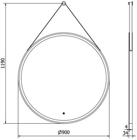 Mexen Reni, LED kúpeľňové zrkadlo s podsvietením 90x90 cm, 6000K, čierny rám, ochrana proti zahmlievaniu, 9812-090-090-611-70