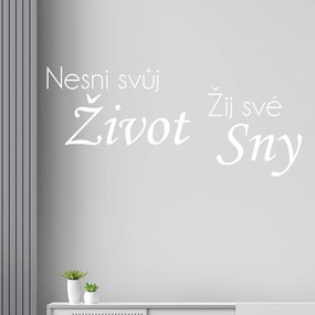 Veselá Stena Samolepka Nesnívaj svoj život, ži svoje sny Farba: biela, Veľkosť: 40 x 18 cm