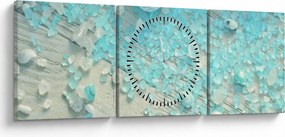 Obraz - Prímorská atmosféra v tyrkysových odtieňoch (s hodinami) (90x30 cm)