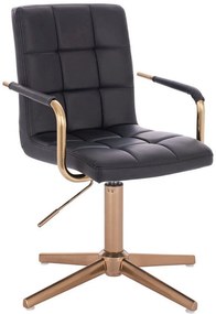 LuxuryForm DESIGN Otočná stolička VERONA GOLD na zlatom kríži - čierna