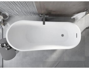 Mexen Alta, voľne stojaca vaňa 170 x 75 cm, biela, grafitový matný brúsený prepad, 52141707500-66