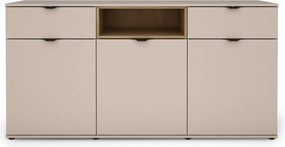 Široká komoda Avola, 180 cm, béžová kašmír/dub cremona