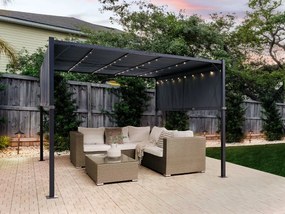 Zahradní pergola s LED solárním osvětlením BestBerg BBGG-51 / 300 x 400 x 215 cm / šedá