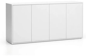 PLAN Kancelárska skrinka s dverami LAYERS, dlhá, 1582 x 400 x 777, biela / sivá