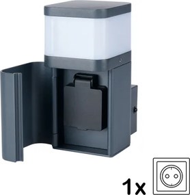 Brilagi - Vonkajšie nástenné svietidlo so zásuvkou SCHUKO PILLAR 1xG9/11W/230V IP44 antracit