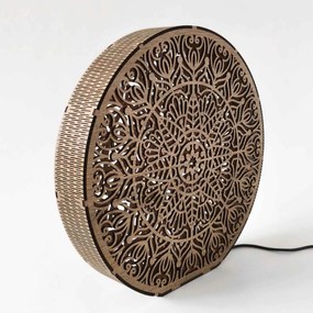 Drevená dekoratívna lampa s mandalou | LYLI: HDF - Orech 20 cm 4783-115150 LED0604