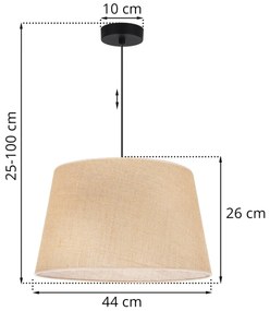 Závesné svietidlo Juta, 1x jutové tienidlo, (fi 44cm), b