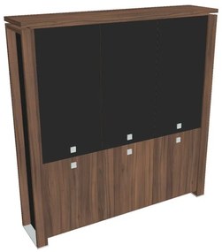 Vysoká skriňa Verno+ S 200 x 46 x 210 cm, kombinované dvere, orech / čierna