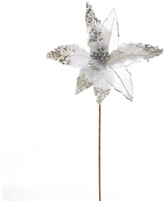 Vianočný trblietavý kvet strieborná, 50 x 32 cm