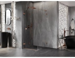 Mexen Lunar-F L, 1-krídlový sprchový kút so skladacími dverami, ľavý, 80 x 80 cm, 8mm číre sklo, medený profil, 836L-080-080-65-00-L