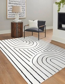 Moderný koberec MODE 8494 geometrická krémová / čierna Veľkosť: 160x220 cm