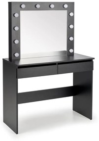 Toaletní stolek HOLLYWOOD s LED osvětlením 94 cm černý