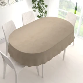 Biante Zamatový oválny obrus Velvet Prémium SVP-030 Sivobéžový 100x160 cm