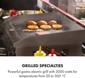 Klarstein Grillmeile 3000G, elektrický gril, 3000 W, grilovacia platňa 54,5 x 35 cm, hladký