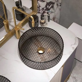 Rea Cristal, sklenené umývadlo na dosku 390x390x95 mm, dymové sklo-nikel brúsený, REA-U8880