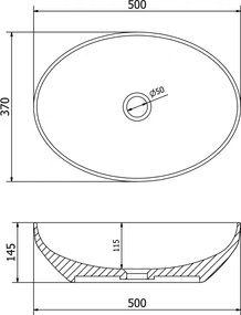 Mexen Cornelia, umývadlo na dosku 50 x 36 cm, sivá matná, 21885067