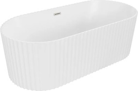 Mexen Paola Vaňa 150x75 cm, Biela Mat, Brúsený Nikel, Voľne Stojaca